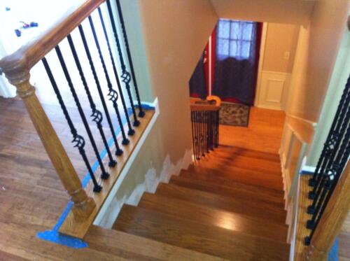 Staircase Hardwood with Rod Iron